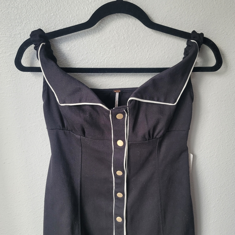 NWT Free Peop Linnea Midi Dress Size XSmall In Black Combo - Picture 7 of 14